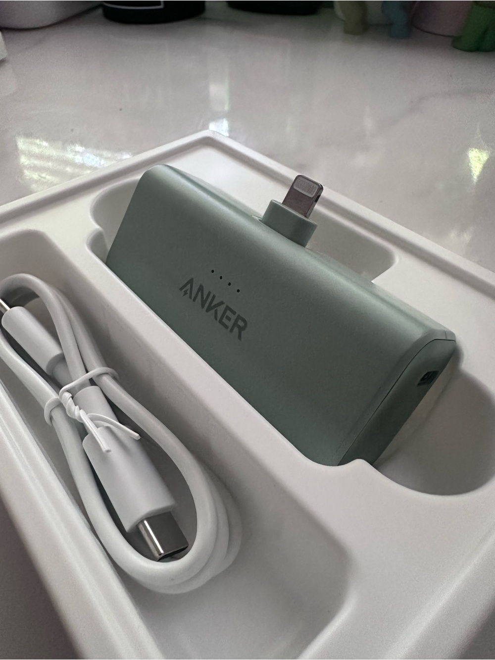 Anker Sage Green Portable Lightning Power Bank with USB-C Cable